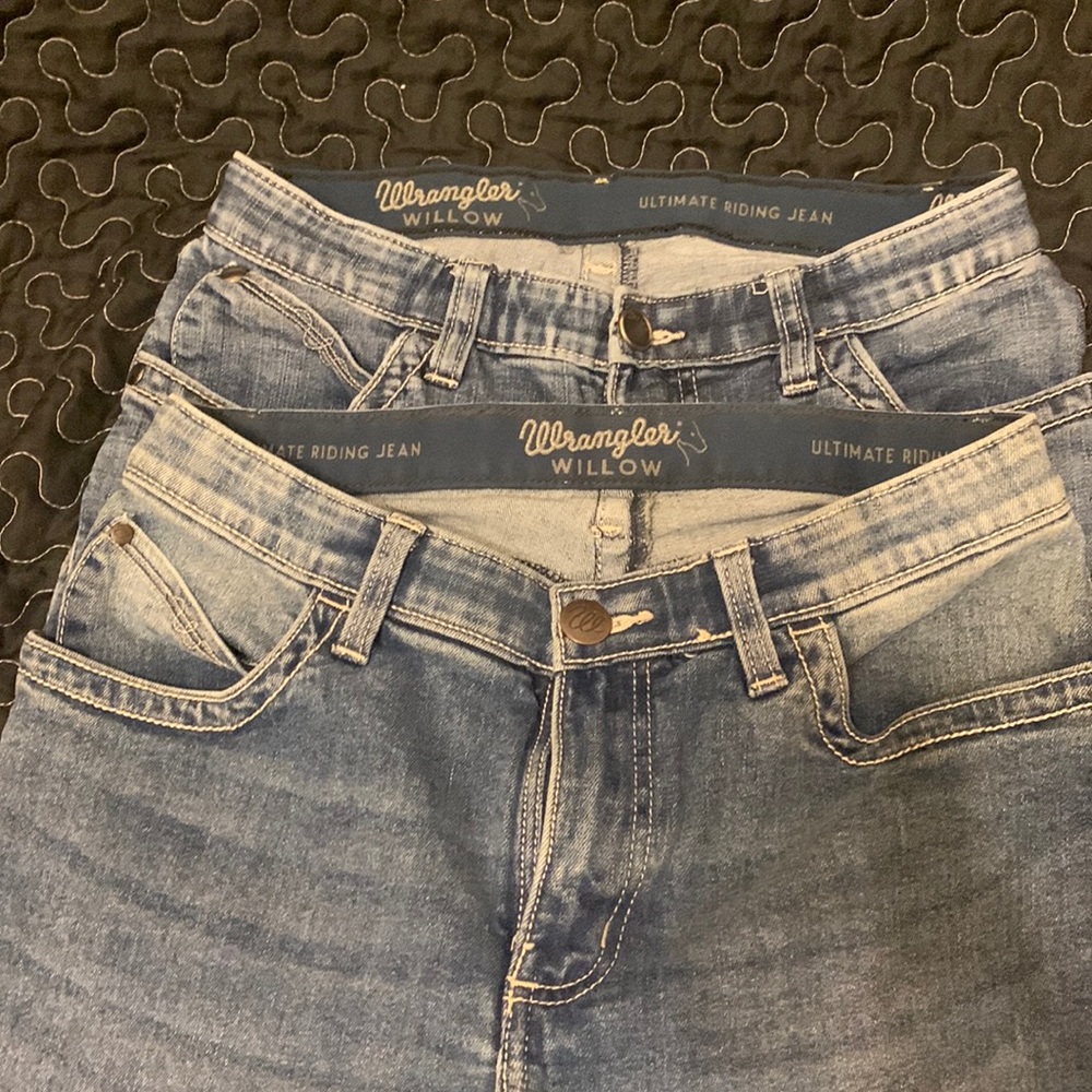 2 pair of Willow wranglers ultimate riding jeans